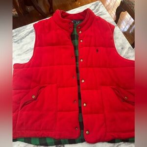 Men’s Polo by Ralph Lauren  red wool vest with flannel lining